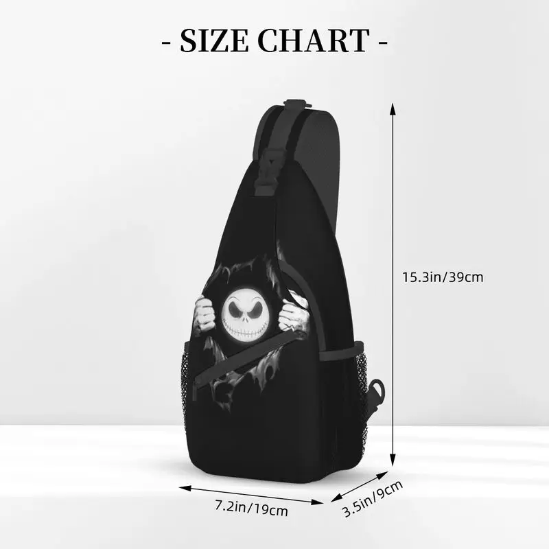 Custom Halloween Skull Jack Sling Crossbody Backpack Men Tim Burton Christmas Horror Movie Shoulder Chest Bag for Travel Daypack