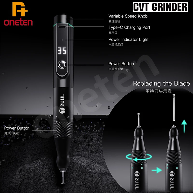 2UUL CVT GRINDER Polishing Pen for Mobile Phone Repair Motherboard Chip Pad Polishing Frame Correction Polishing Pen Tool