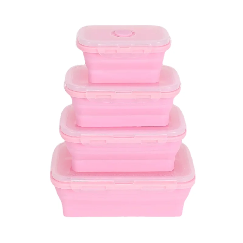 Collapsible Silicone Food Storage Container Set with Lids Microwaveable Freezer Dishwasher Safe BPA Free SiliconeBento Lunch Box