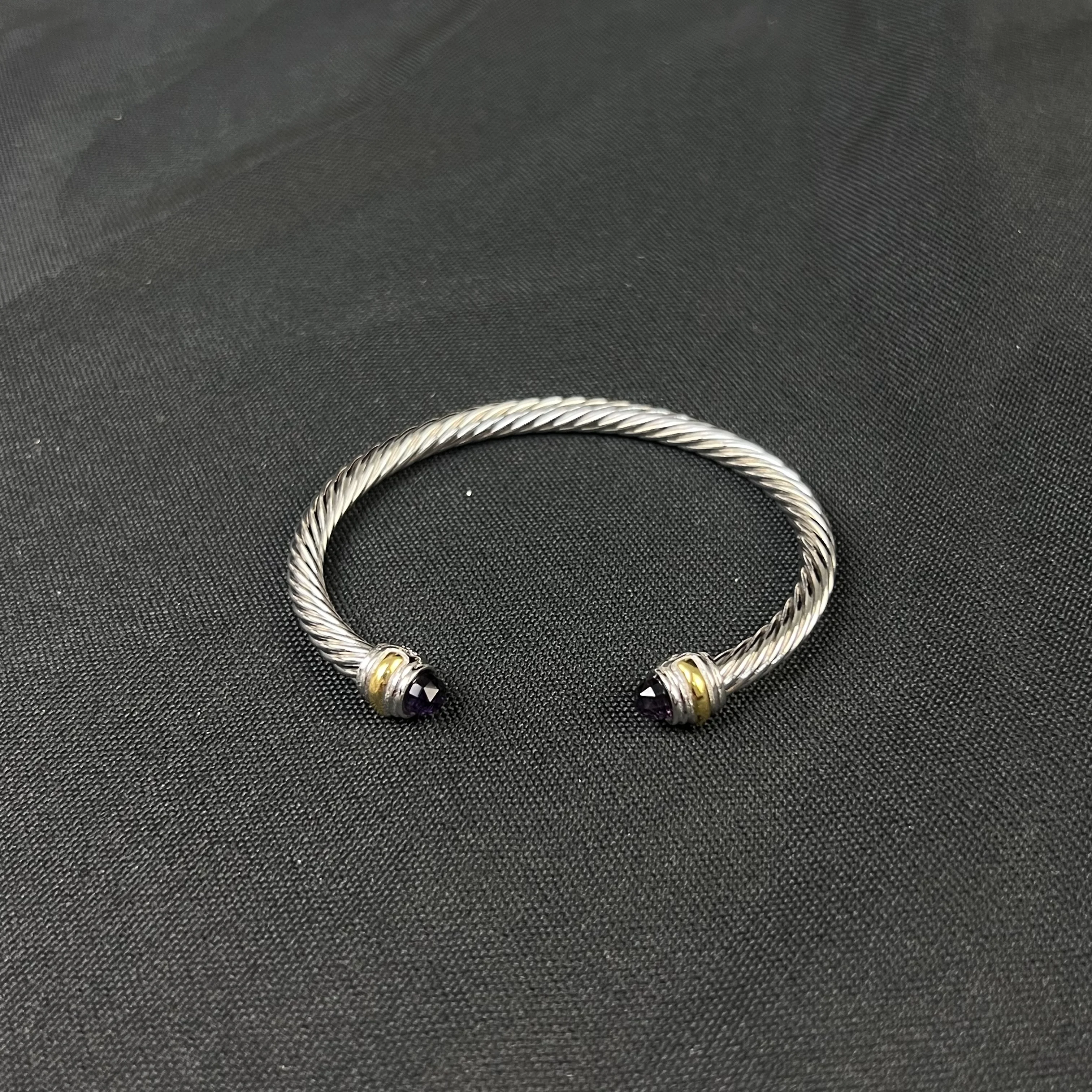 S925 الفضة الاسترليني الجديدة 5 مللي متر مثقاب مزدوج كريستال سوار محايد موضة الاتجاه الرجعية الكلاسيكية شخصية المجوهرات الفاخرة