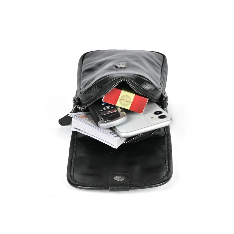 LD-Leather Phone Bag for Men, Casual and Versatile, Vegetable Tanned Cowhide Top Layer Cowhide Shoulder Bag