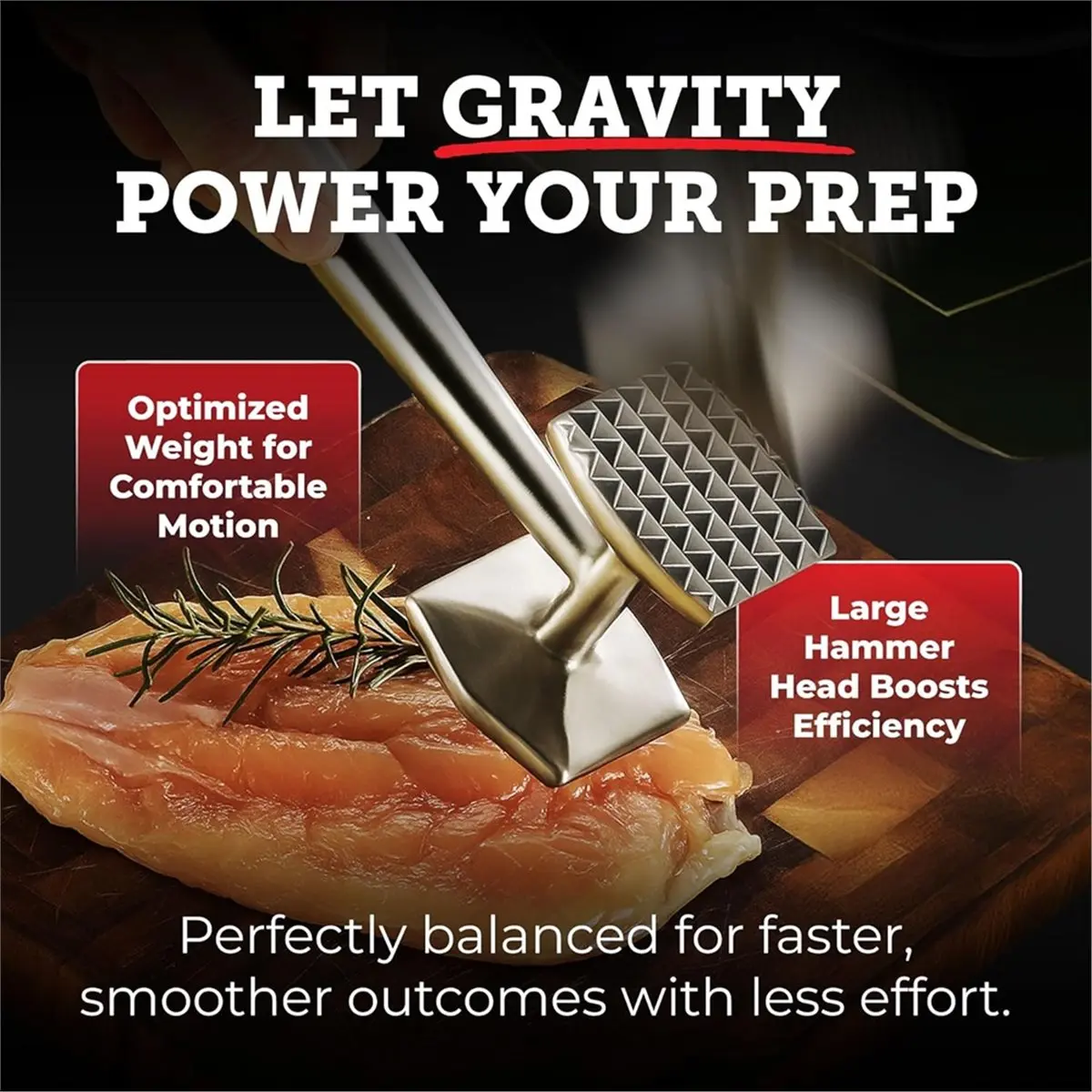 2026 Trend Meat Hammer 304 Stainless Steel Meat Tenderizer Tool, Kitchen Mallet for Cooking, Ice Cracking, Shellfish Prep