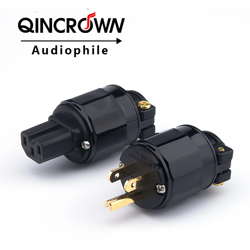 High Quality Gold Plated One Pair FI-E11(G) /FI-11-N1(G) US Power plug Schuko-Stecker IEC 15A/125V 16A/ 250V Power Connector
