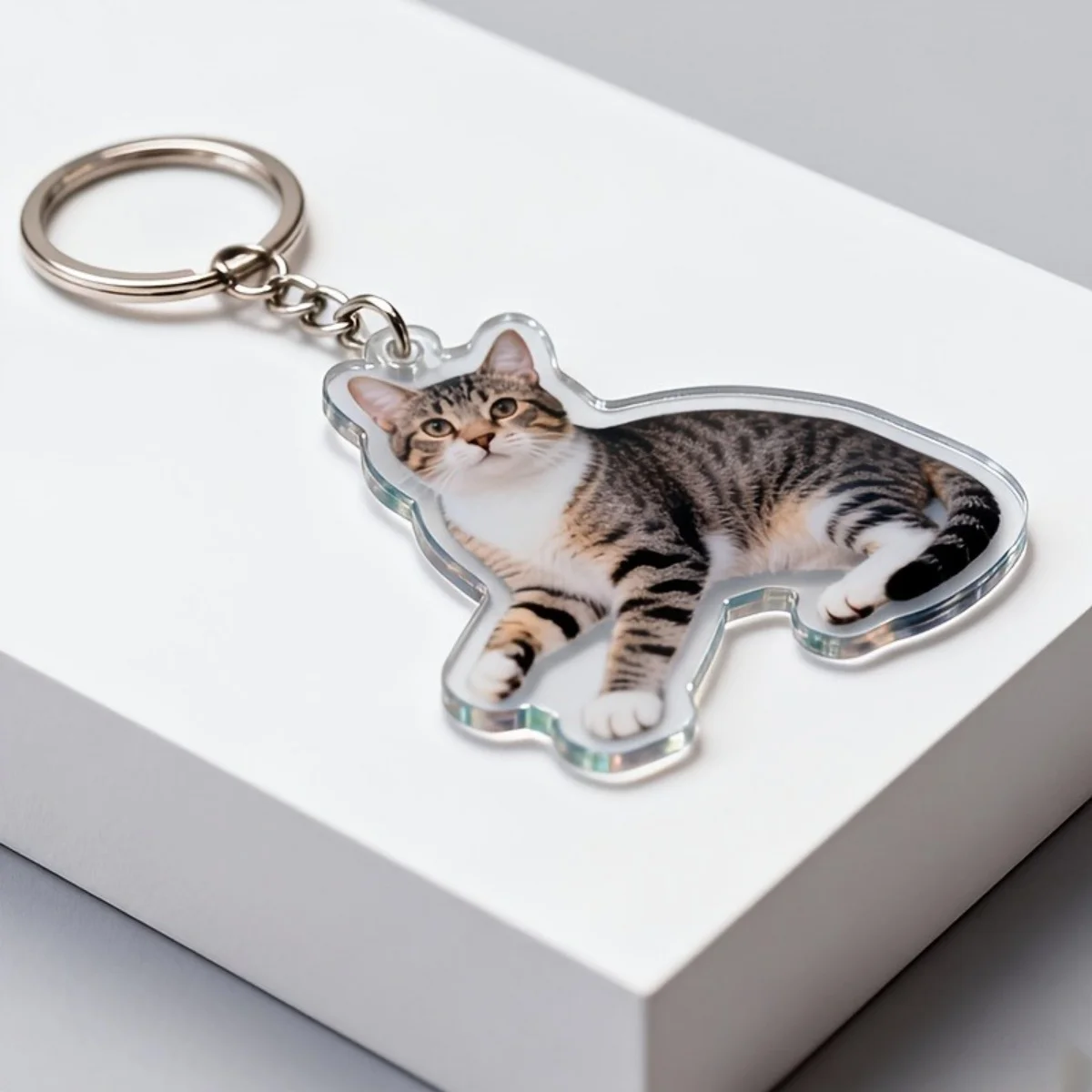 Custom Acrylic Photo Keychains—Featuring Personalized Photos, Family Portraits, or Pet Photos—Available in Various Sizes.