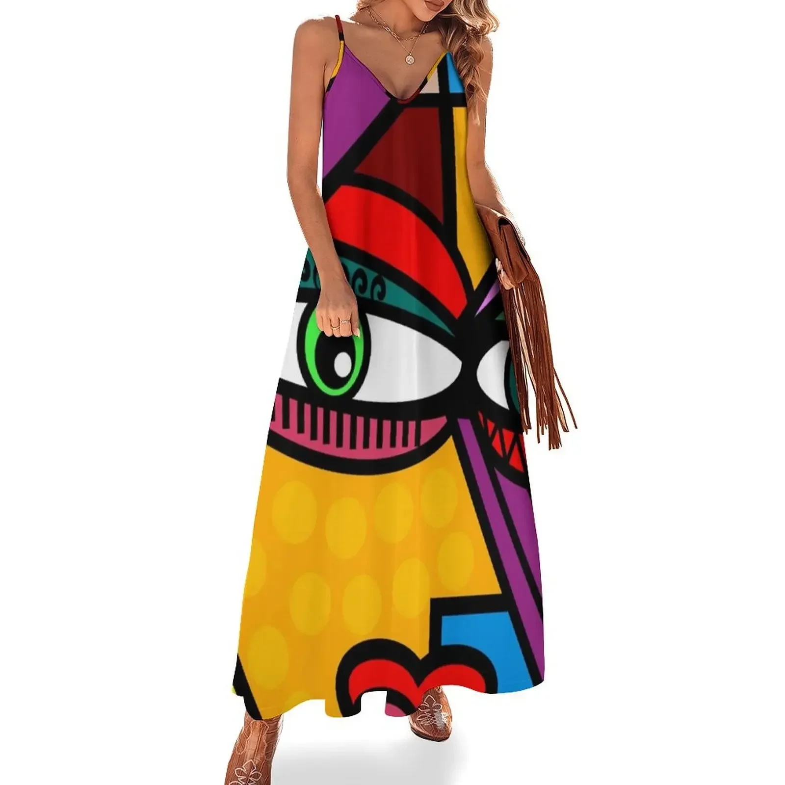 

Funky Lady Abstract Style Art Face Sleeveless Dress birthday dresses for women dress women summer women evening dress