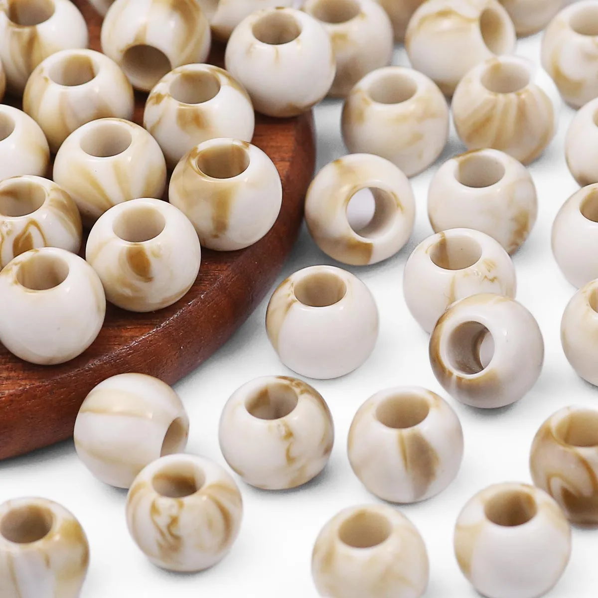 12mm Acryl Ombre Großlochperlen in Latte-Braun für Handgemachten DIY-Schmuck Geeignet zum Auffädeln Lose Perlen Zubehör