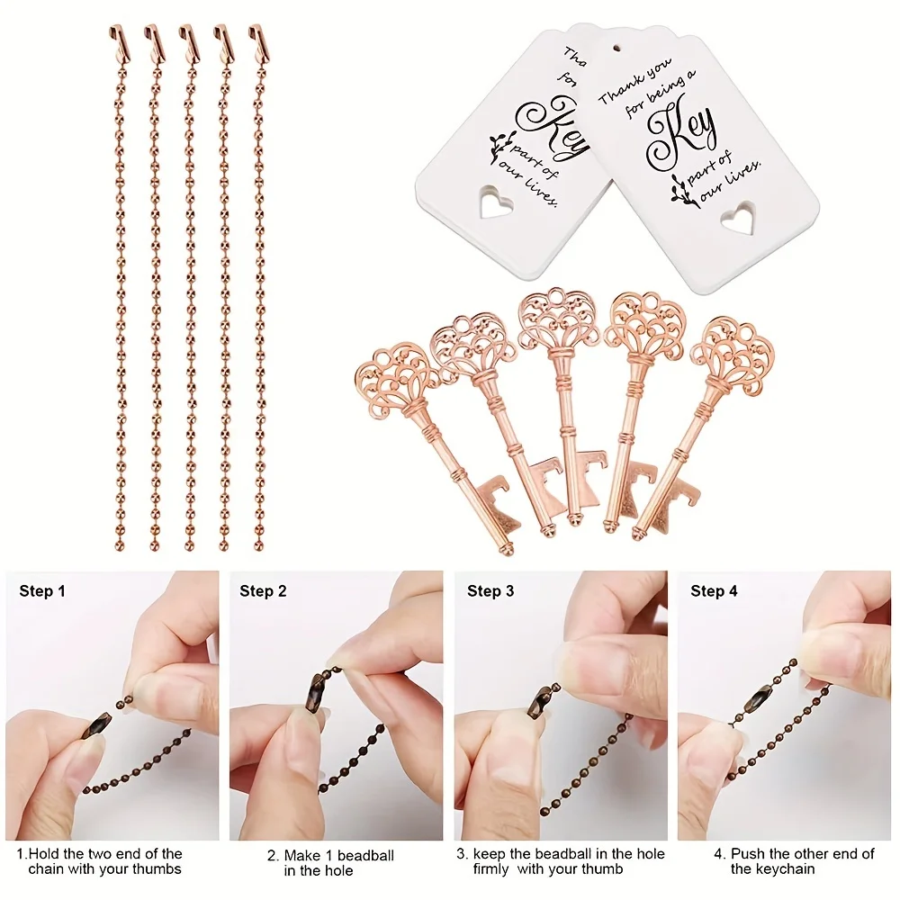 50PCS, Key Bottle Openers, Vintage Skeleton Key Bottle Opener, Wedding Favors Bottle Opener With 20Pcs Tag Cards And 20Pcs Key C