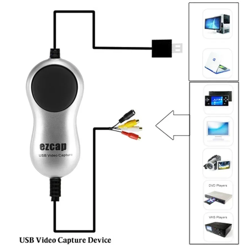 USB 2.0 8MM Video Tape Cassette Video Capture Game TV Box Recorder Analog Video Audio to Digital Format for Windows 7 8 10 Win10