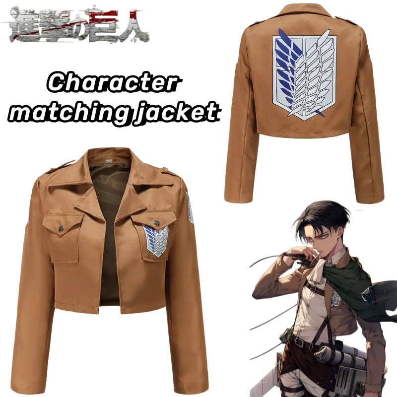 

Attack On Titan Eren Jaeger Mikasa Ackerman anime peripherals creative short characters with cosplay costume party jacket top