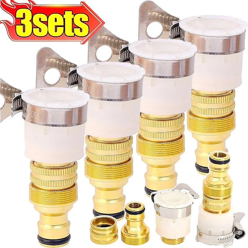 

Universal Hose Adapters 3-in-1 Lawn Watering Pipe Connectors Faucet Connector Fittings Garden Courtyard Kitchen Faucet Adapter