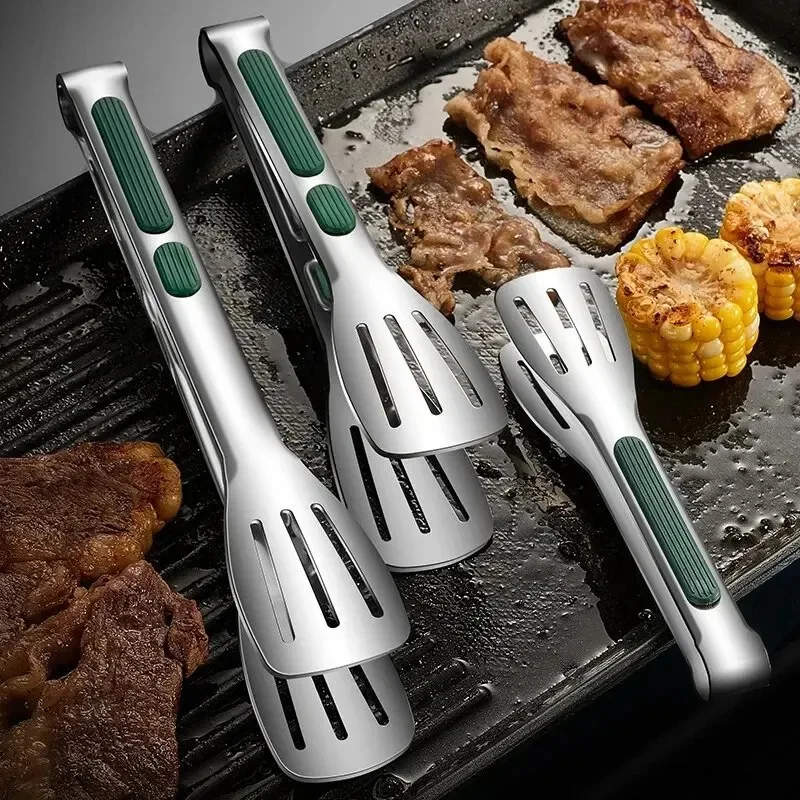 3/1PCS Non Slip Stainless Steel Food Tongs Meat Salad Bread Clip Barbecue Grill Buffet Clamp Cooking Tools Kitchen Accessories