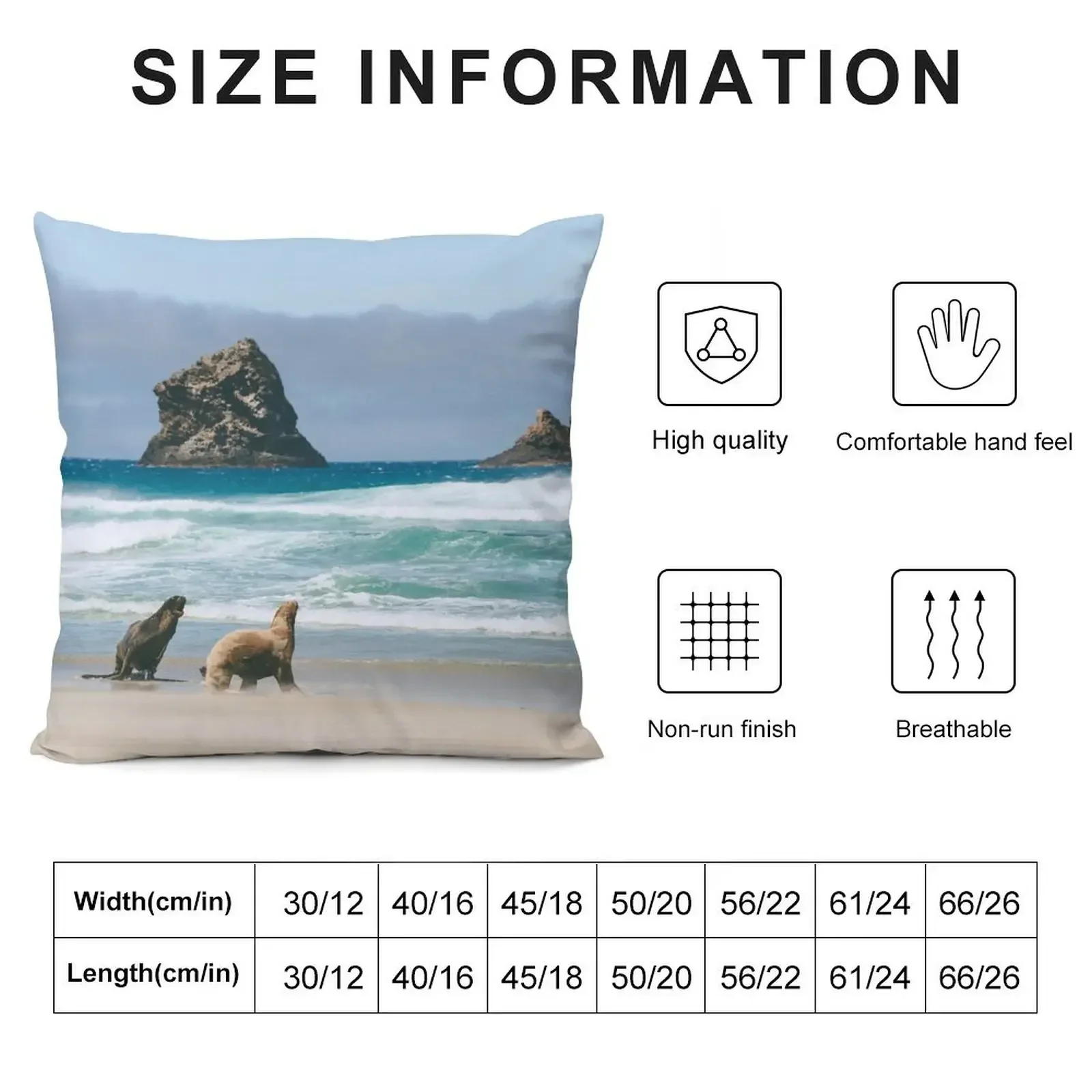 Sea Lions and Ocean Waves at Beach in Otago New Zealand Throw Pillow Embroidered Cushion Cover Christmas Covers pillow