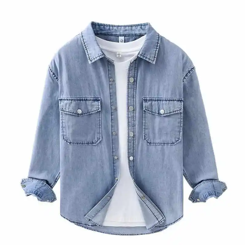 

Trendy Workwear Long Sved Denim irt Men's Youthful Sle adation Sun Protection Treaent Cotton Thiened Long Sve