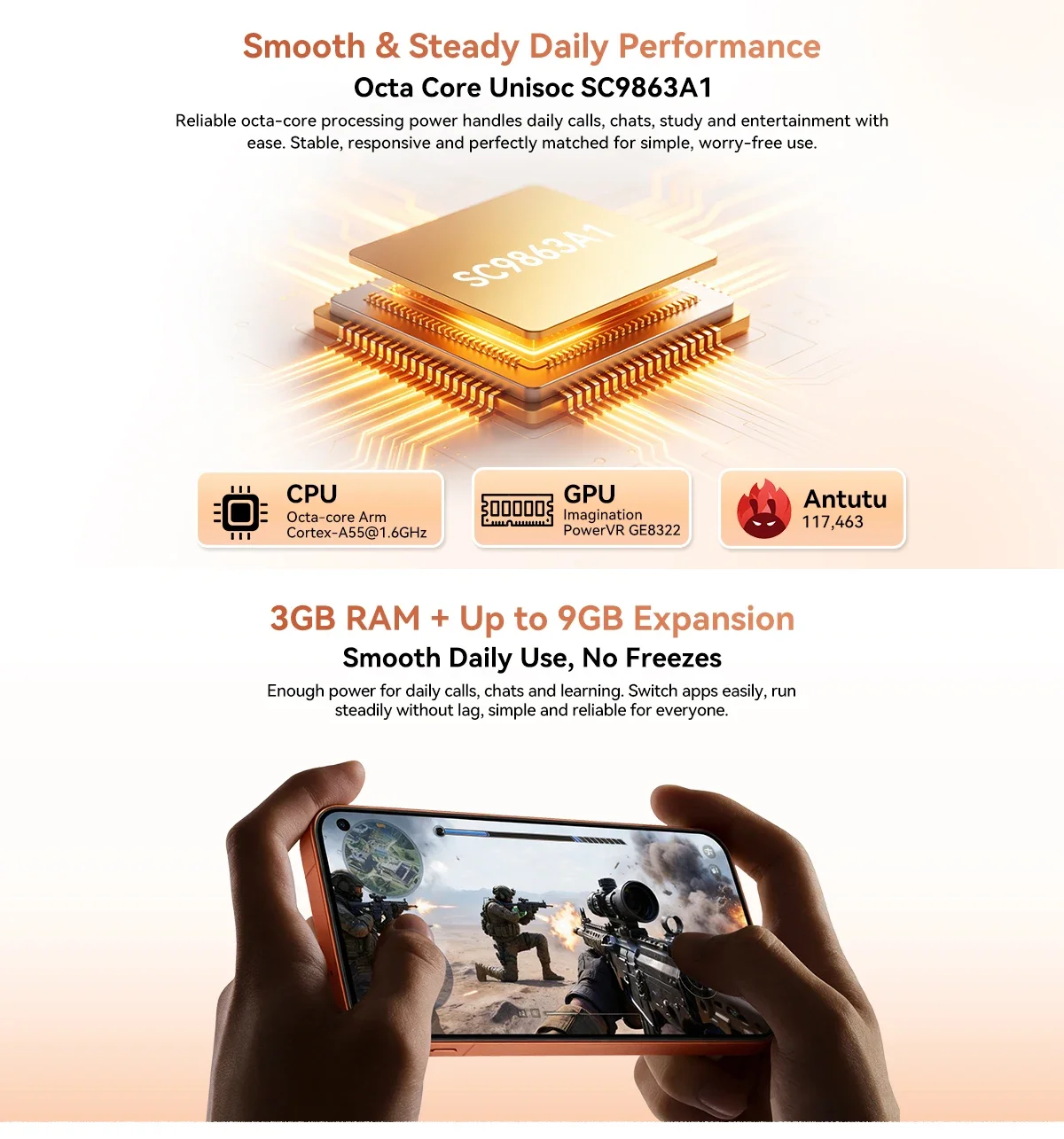 Blackview WAVE 2C Mini Palm Smartphone, 12GB RAM(3GB +9GB RAM) 32GB ROM, 5 Inch Small Screen, Android 16, 3000mAh Battery, 1080P Video Recording, Face Unlock, Google Lens, Free Soft TPU Protective Case