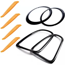 Headlamp Bezel Tail Light Trim Ring Glossy Black for Mini Cooper R55 R56 R57 R58 R59 with Installation Tool