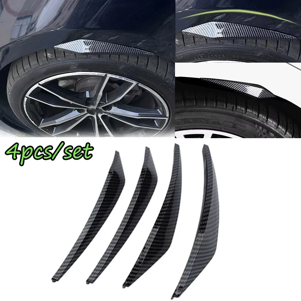 4pcs Carbon Fiber Pattern Car Wheel Fender Flares Universal Mud Flap Splash Guard Decorative Accessories