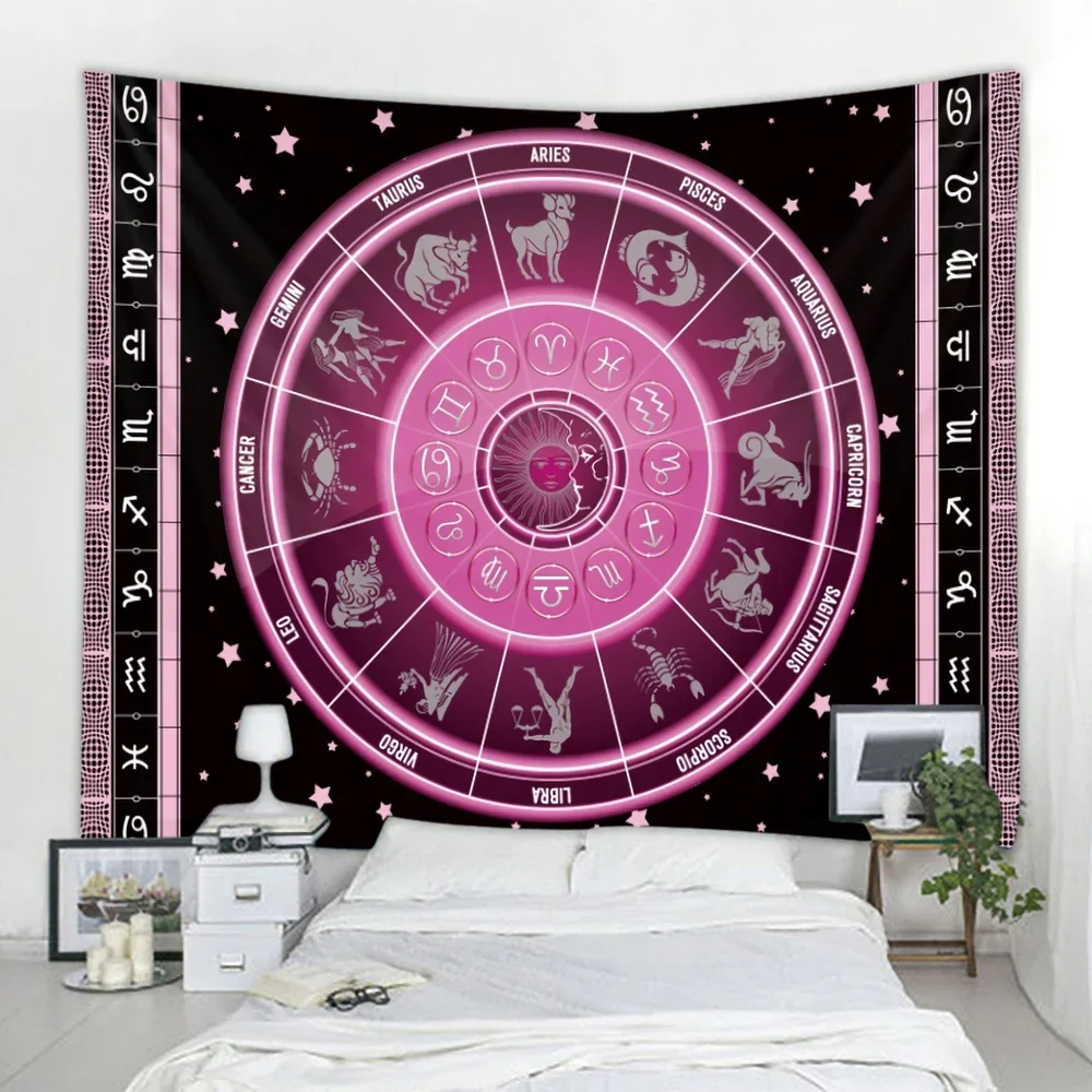 Tarot Psychedelic Scene Home Decor Tapestry Hippie Mandala Wall Hanging Horoscope Divination Boho Yoga Mat Room Wall Decor