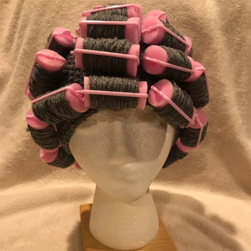 Adult Kids Baby Knitted Hair Roller Curlers Wig Hat Funny Movie Style Housewife Landlady Cosplay Costume Elastic Head Cover Cap