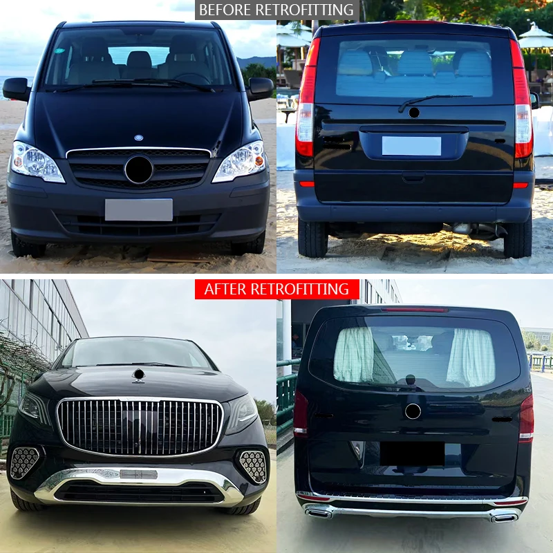 New 2006-2015 For Vito Viano Front Bumper Mudguard Engine Hood Rear Bumper Retrofit/Upgrade Bolt-On Universal FitmentBody Kit F