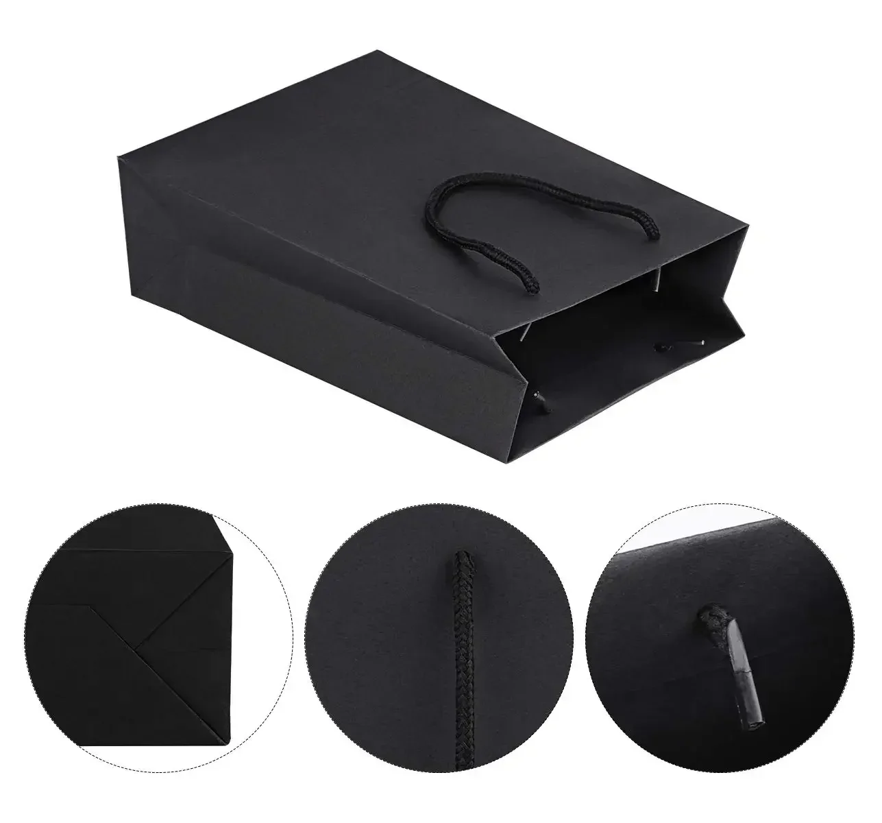 30PCS Black Kraft Gift Bags With Rope Handles For Party Gift Wrapping Favor Bag Small business bag Paper Gift Bags