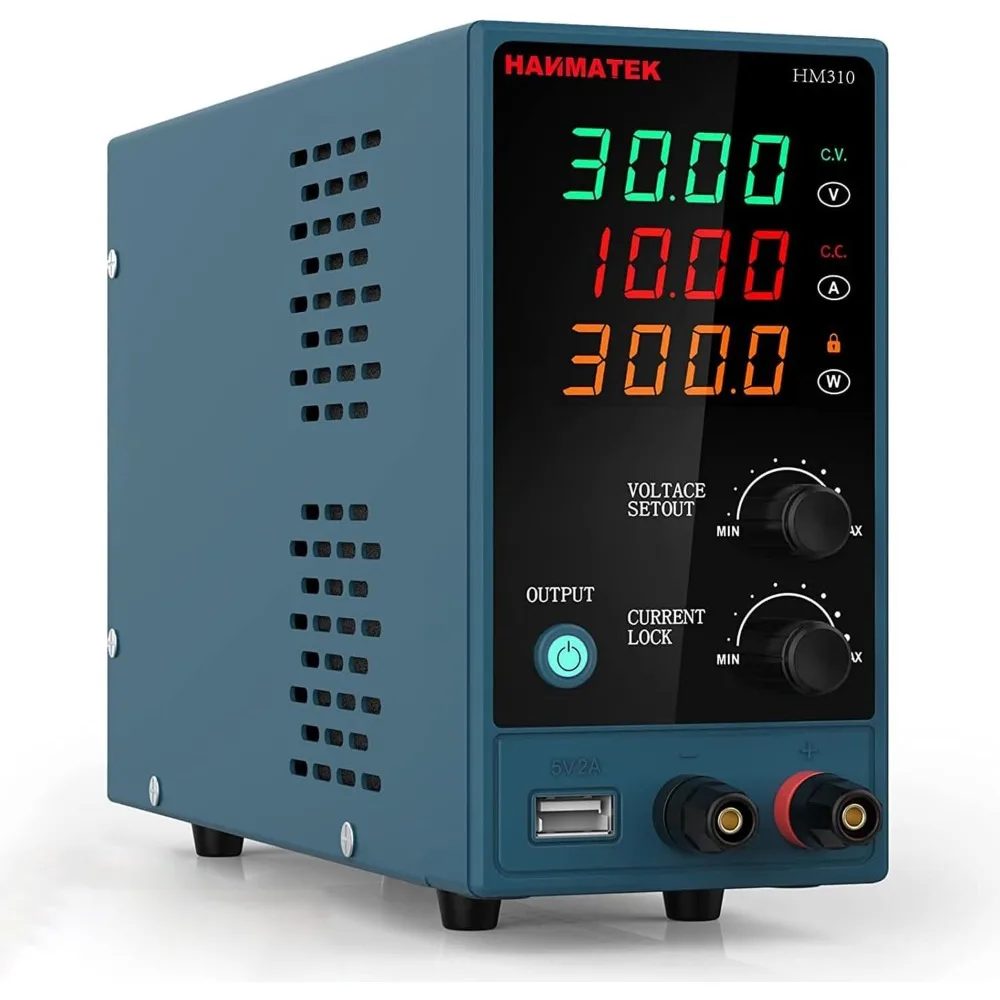 

Adjustable DC Power Supply (0-30 V 0-10 A) with Output Enable/Disable Button HM310 Mini Variable Switching Digital Bench