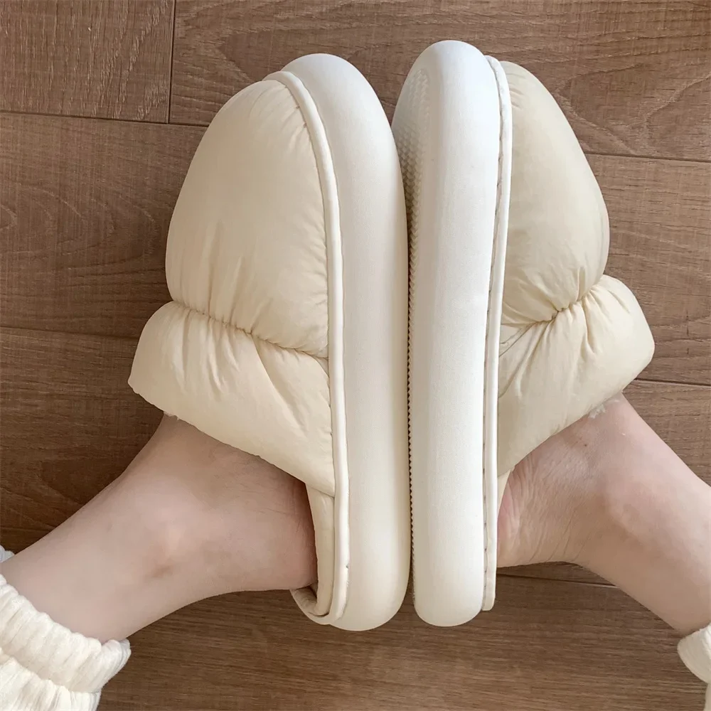 Women Winter FlatBottom Solid Color Slippers Indoor Outdoor Comfort Anti-Slip Unisex Men Cotton Slippers Versatile