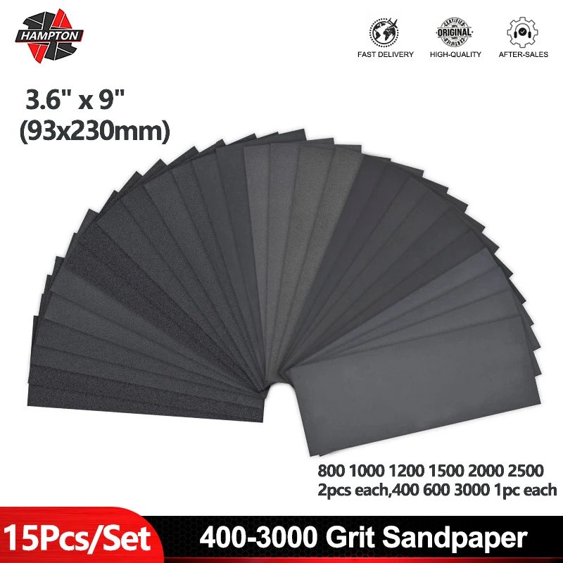 

HAMPTON Sandpaper 12-112Pcs/Set 80-10000 Grit Water/Dry Sanding Paper For Wood Metal Polishing Sheet Sanding Tool Abrasive Tools