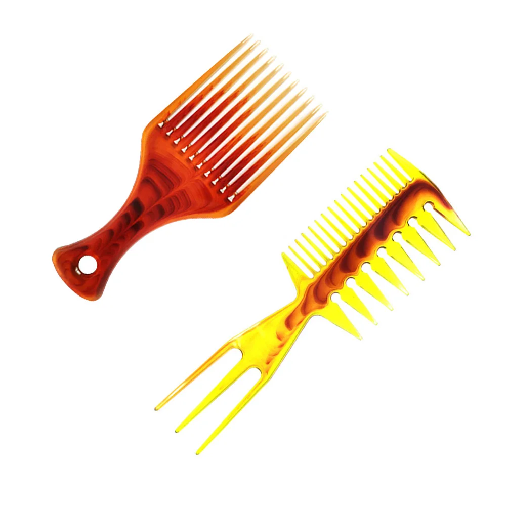 

2pcs Oil Hairstyle Comb Wide Tooth Hair Styling Tool For Men Slicked-Back Pomade Look Salon Home Use Plastic Haircomb