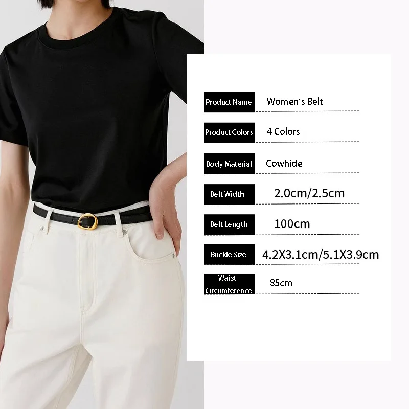 2024 New Thin Narrow Cowhide Belt 100m Korean Fashion Women's Luxury Brand Design Travel Shopping Decoration Pants Belt Small