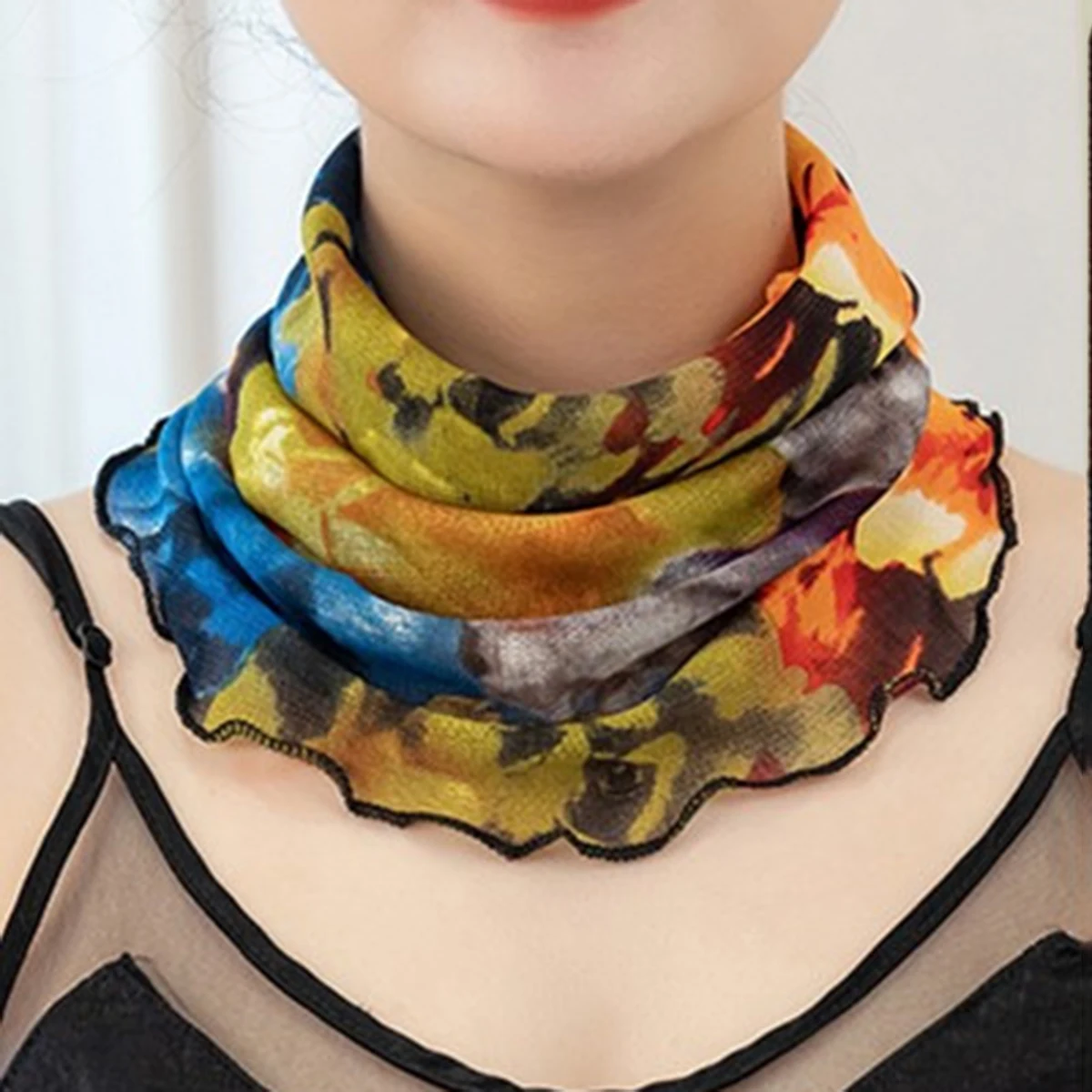 Summer sunscreen facial mask for women fashionable full face neck protection thin small scarf scarf collar scarf new versatile