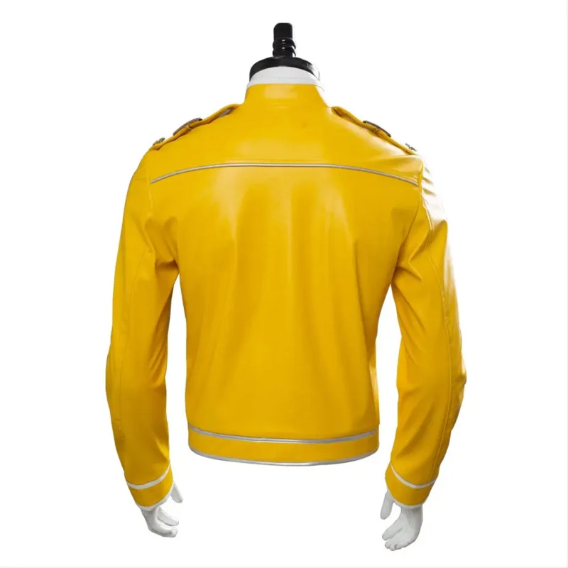 Queen Lead Vocals Freddie Mercury Cosplay Costume Adult Men Women Yellow Jacket Coat Halloween Carnival