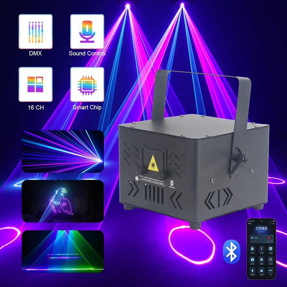 3W 5W Animation Lazer Projector Wireless Laser Cube Bluetooth APP Control DJ Party Lights DMX Stage Beam Scanner Show For Club