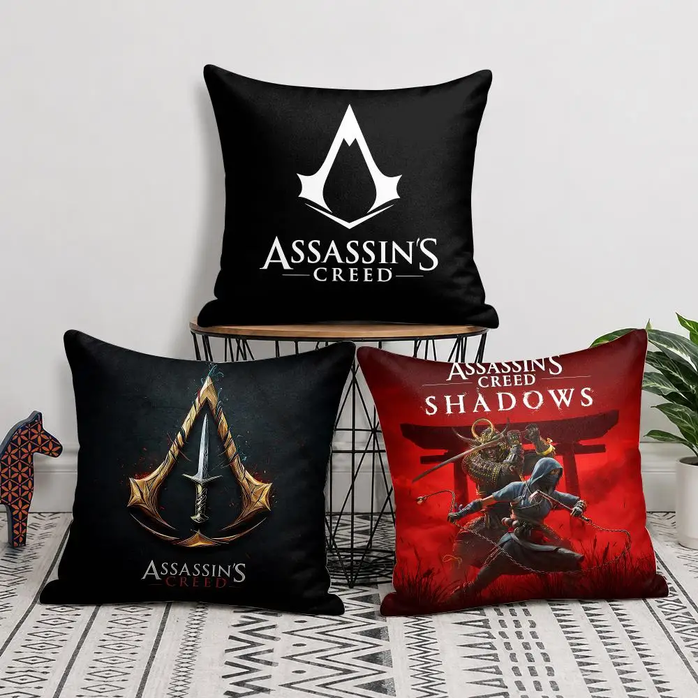 A-Assassins Creed GAME Cushion Cover Silky Short Plush Invisible Zipper Dustproof Sofa Pillow Case For Home Decor
