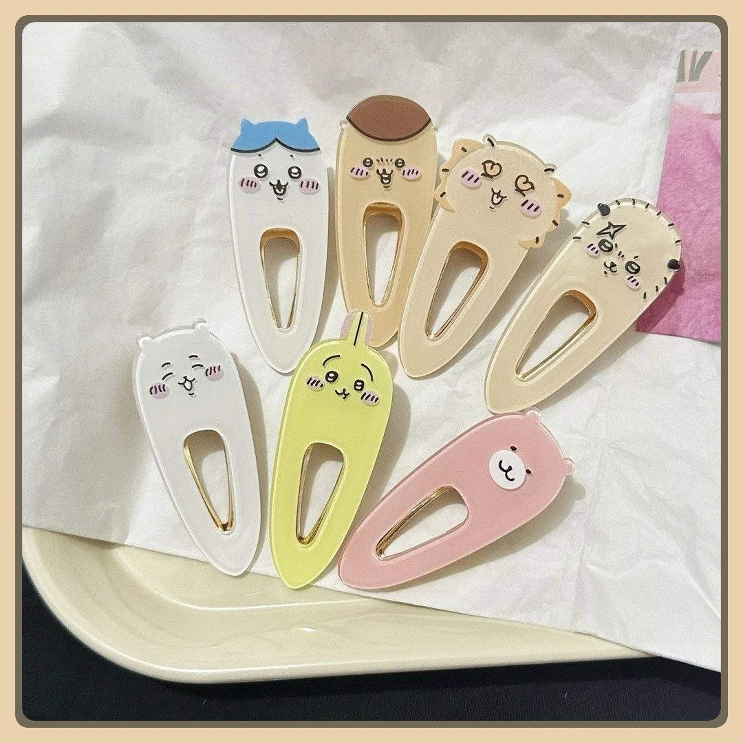 

Новая акриловая заколка для волос Chiikawa, милая заколка в стиле утконоса с героями мультфильмов для школьниц, подарки для девочек, в наличии, usagi hachiwera chii