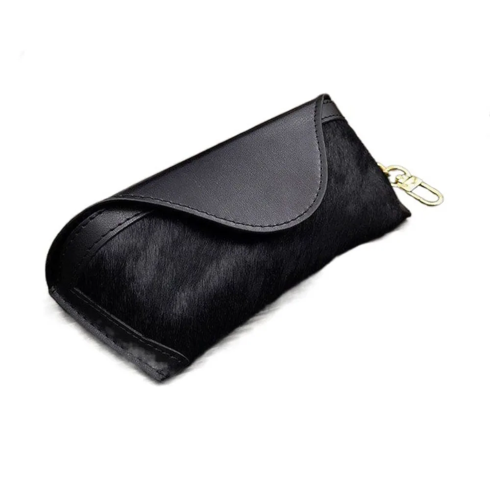 

Leopard Print Pu Leather Glasses Bag Plush with Lanyard Glasses Storage Bag Glasses Clip Korean Style Sunglasses Eyeglass Bag