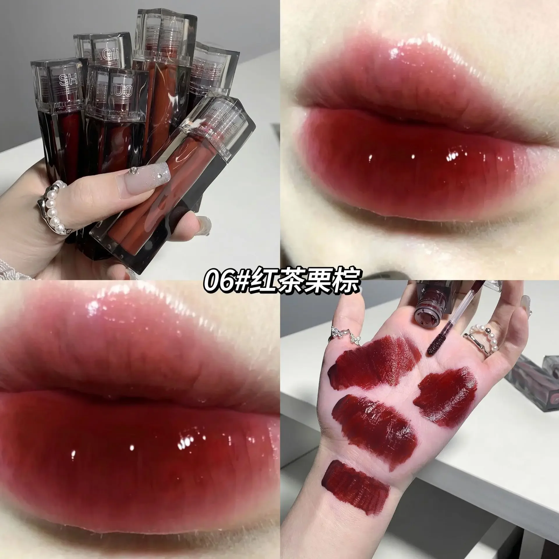 Water-light Jelly Lip Gloss Nude Pink Dark Mulberry Lip Glaze Lasting Moisturising Daily Makeup Lipstick Korean Lips Cosmetics