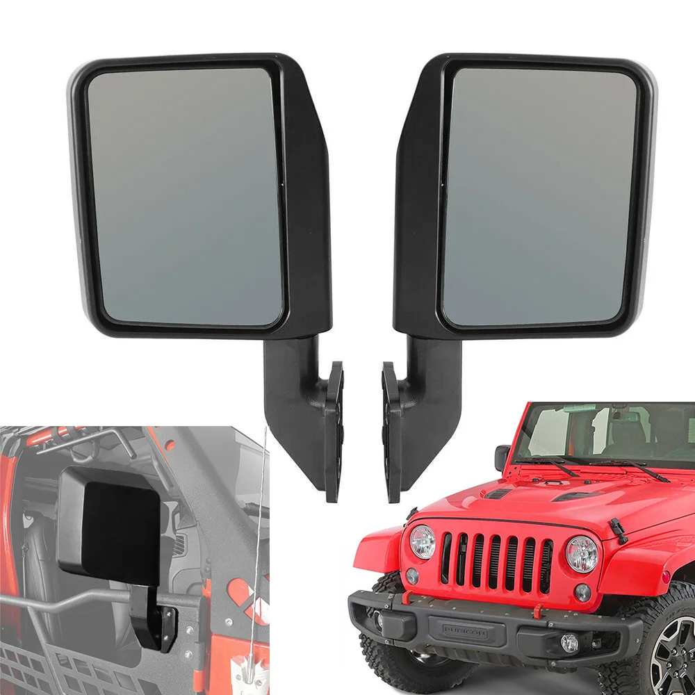 Half Door Rear Side Mirrors for Jeep Wrangler 1997-2023 TJ JK JT Tubular Door