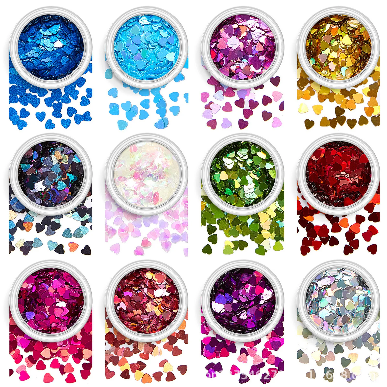 ハート型グリッター 12 箱ネイルアートスパンコール DIY クリエイティブデザイン女性用ボディアート電話ケース招待状カード