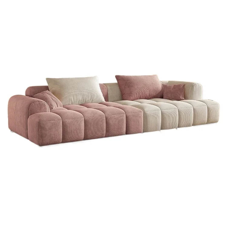 Canapé en tissu de style crème, salon, petit appartement, simple, moderne, léger, technologie de luxe, tissu japonais, rangée droite, nuage