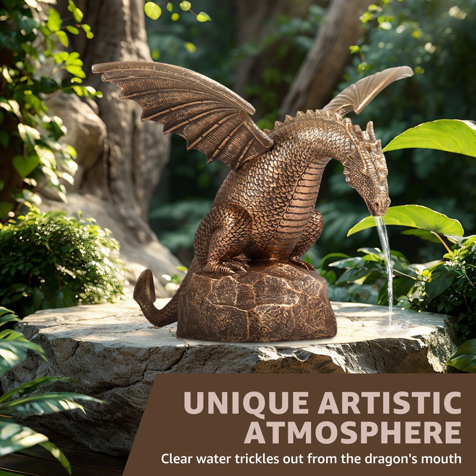 

Dragon Water Fountain Garden Decoration Garden Dragon Statue Fountain Décor Resin Fountain Sculpture Dragon Fountain Ornament