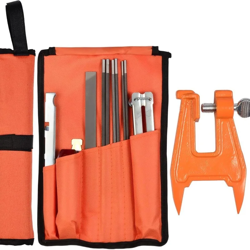 10-Piece PC Chainsaw Sharpener 5/32 11/64 Round Chainsaw File Orange Bag