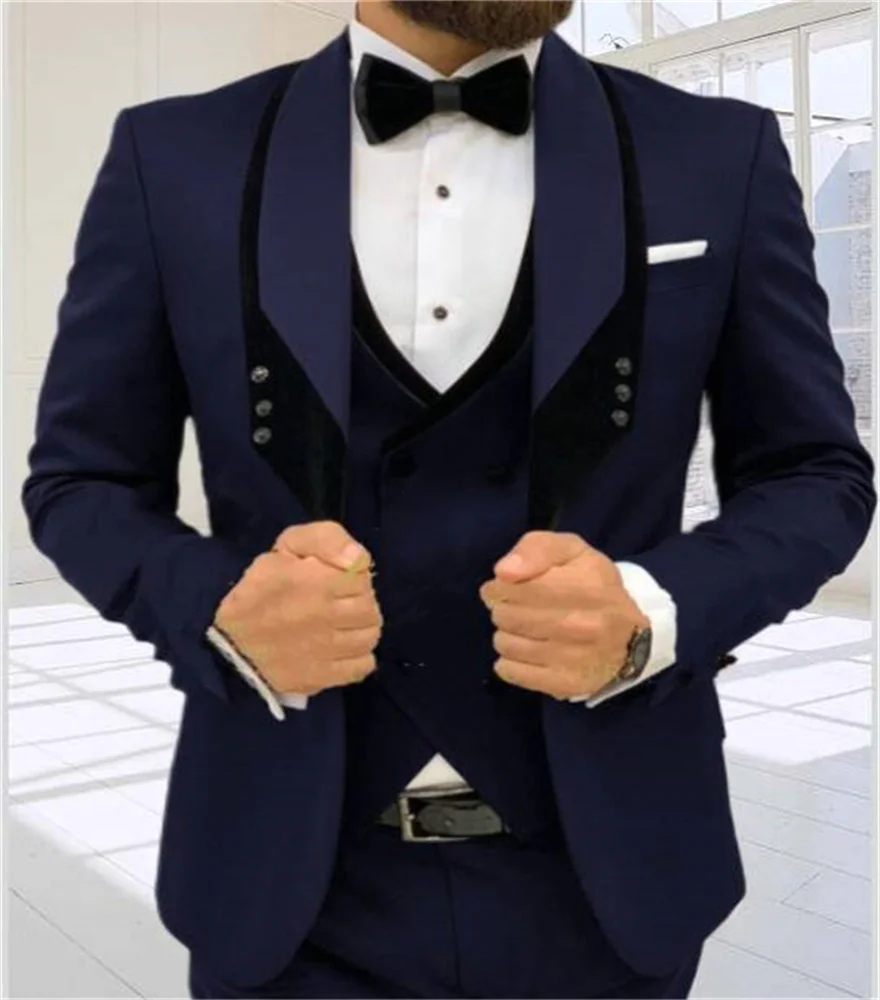 New men's three piece jacket, trousers and vest custom fit men's wedding bridegroom best man Tuxedo Suit