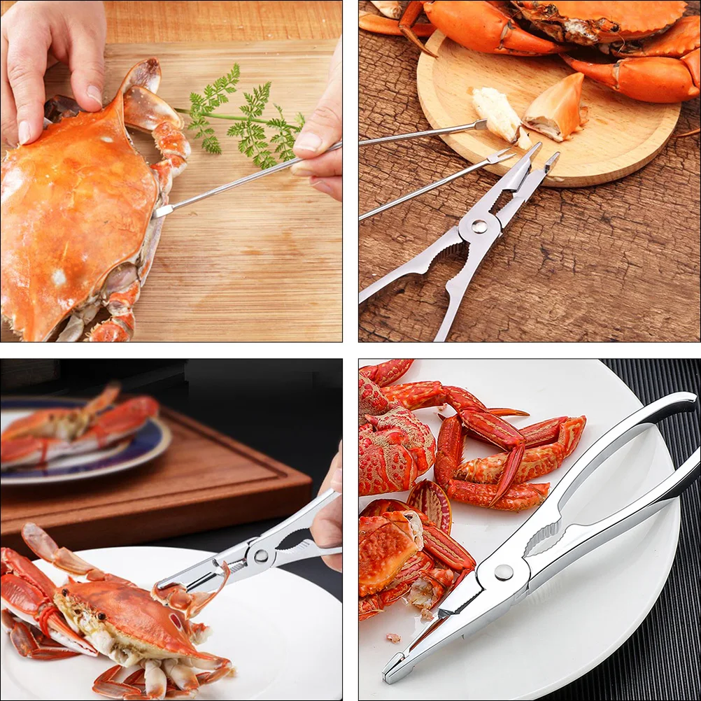

6 pcs Stainless Steel Seafood Crackers Crab Forks Kit Rust Resistant Easy Carry Reusable Kitchen Accessories For Crab