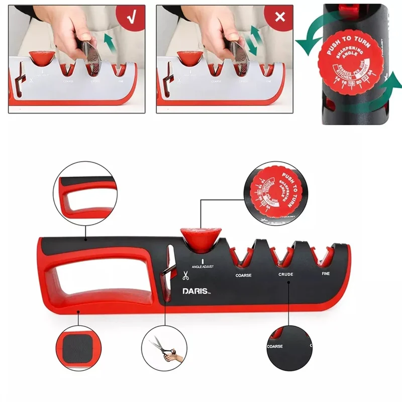 Knife Sharpener 5 in 1 Adjustable Angle Kitchen Grinding Machine Professional Knife Scissors Sharpening Tools with cut resistant