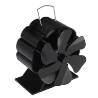 5 / 6 Blades Black Fireplace Heat Powered Stove Fan Log Wood Burner Eco Friendly Quiet Fan Home Efficient Heat Distribution
