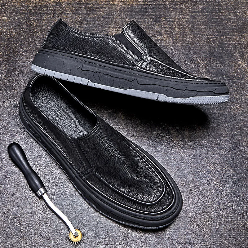 Super Recommand! Leisure Men\'s Genuine Leather Slip-on Loafers High End British Style Male Summer Driving Shoes Casual Sneakers