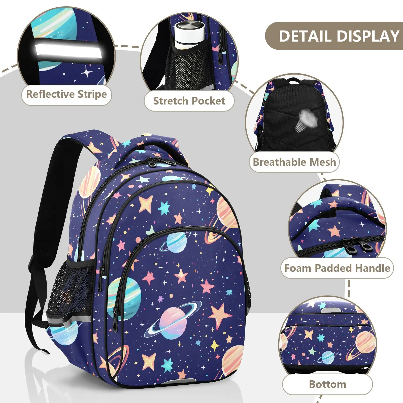 Backpack Boys Girls Starry Sky Universe Print Bookbag Bag Student Teenager Children Knapsack Schoolbag Rucksack Mochila