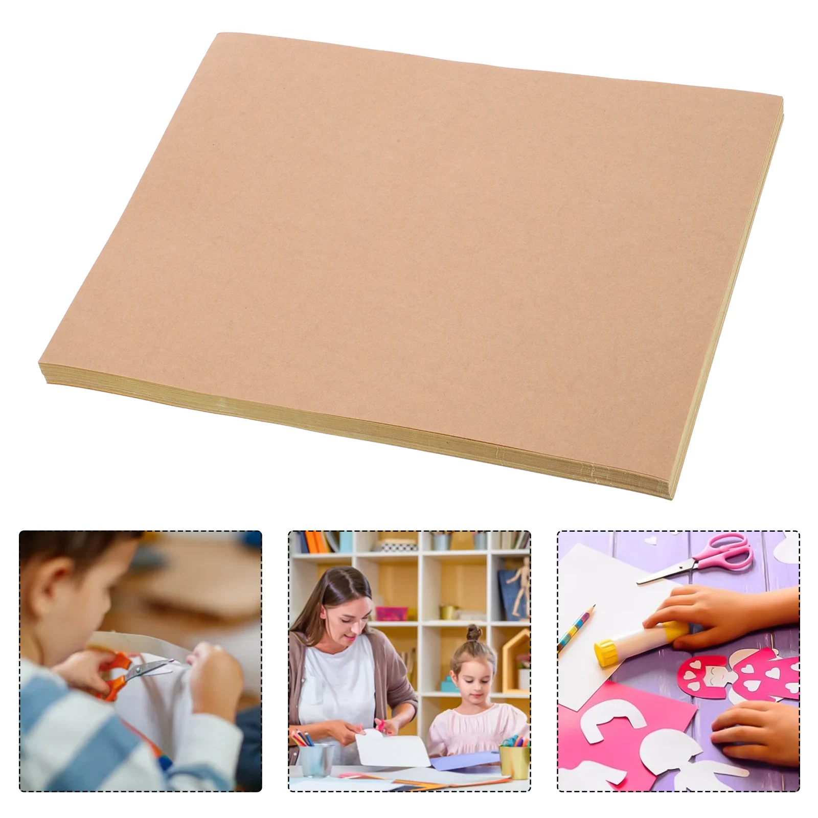 50 Sheets A4 Kraft Paper Stickers Labels Printer Sticker Paper Brown Adhesive Sheets for Printing Office Use Folder Bag Label
