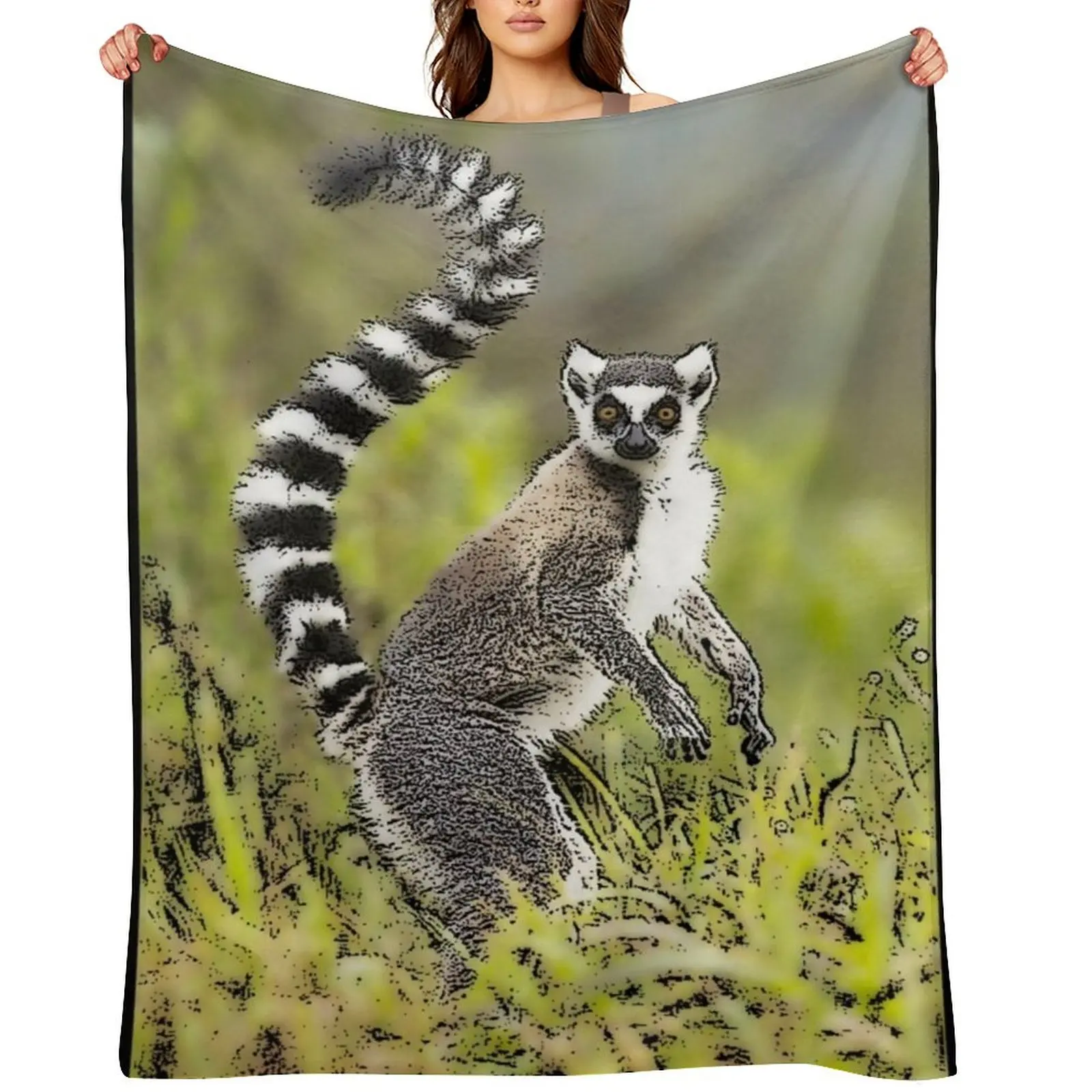 Ring Tailed Lemur Throw Blanket Winter beds Giant Sofa warm for winter Large Blankets