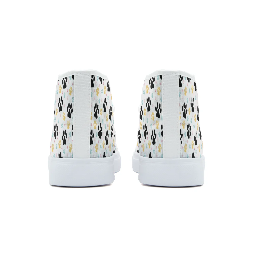 Classic high top canvas shoes with dog paw print design high quality casual sneakers fashionable and youthful shoes